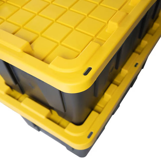 40 Gallon Tough Storage Tote – Black Base with Yellow Lid